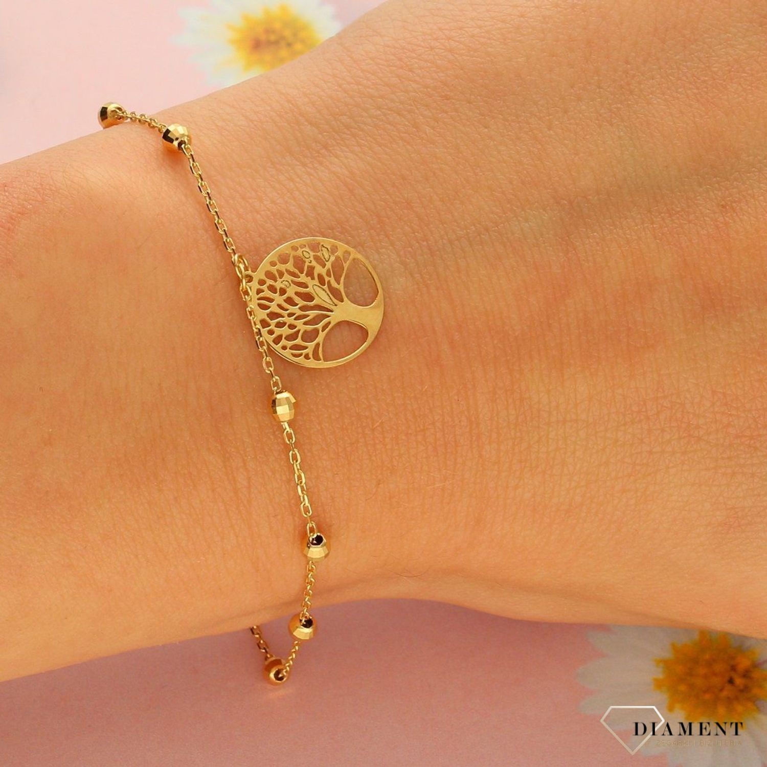 Złota bransoletka celebrytka 585 'drzewko szczęścia' (1).jpg